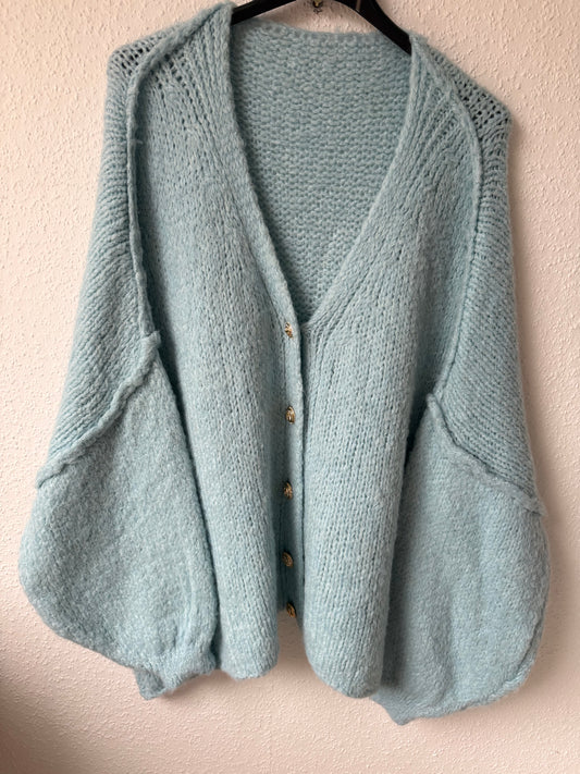 Strickjacke Oversize hellblau