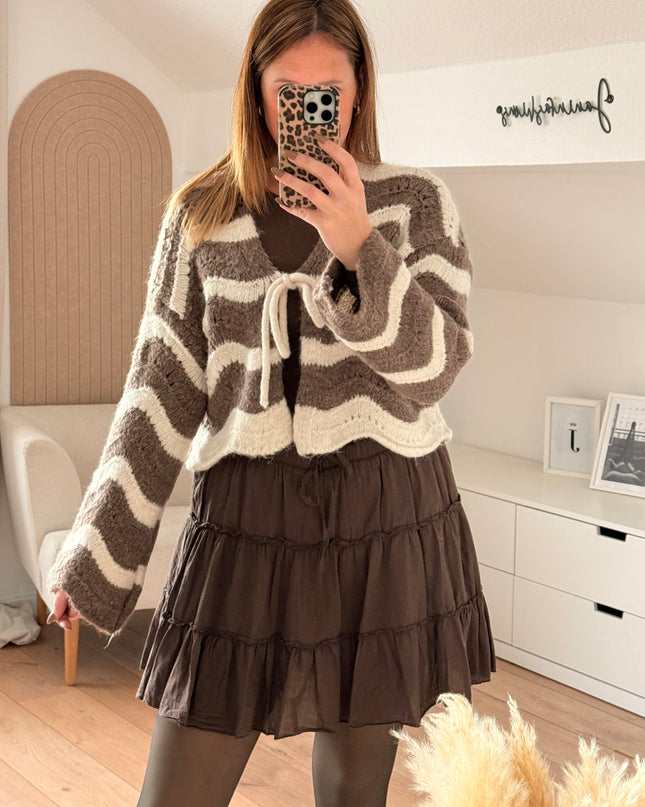 Wellen Cardigan mit Schleife