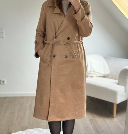 Trenchcoat in Wildlederoptik