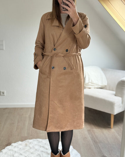 Trenchcoat in Wildlederoptik