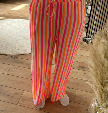 Gestreifte Sommer-Musselin- Hose