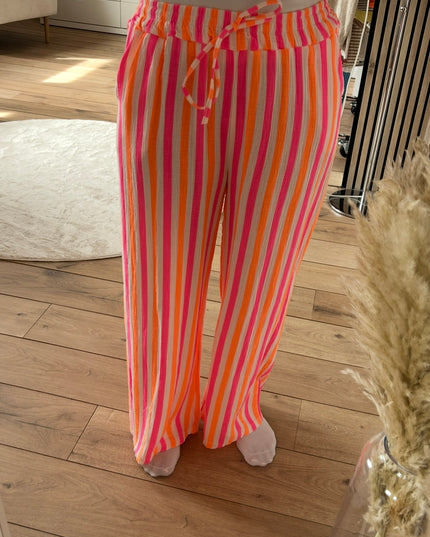 Gestreifte Sommer-Musselin- Hose