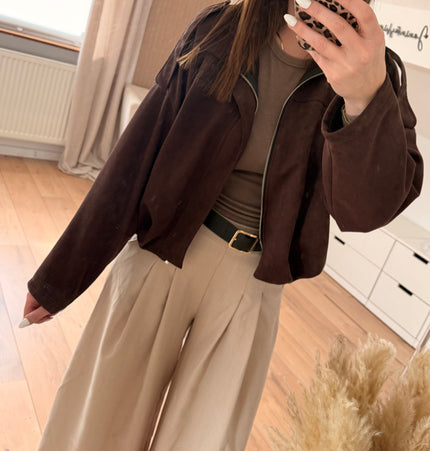 Weite Jacke aus Wildlederoptik