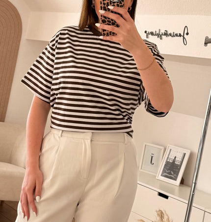 Oversize Tshirt gestreift braun