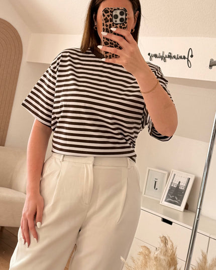 Oversize Tshirt gestreift braun