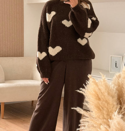 Herzpullover in braun