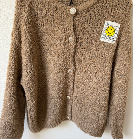 Oversize Smiley Cardigan braun