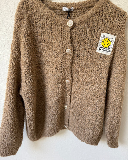 Oversize Smiley Cardigan braun