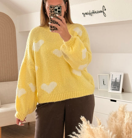 Herzenpullover gelb