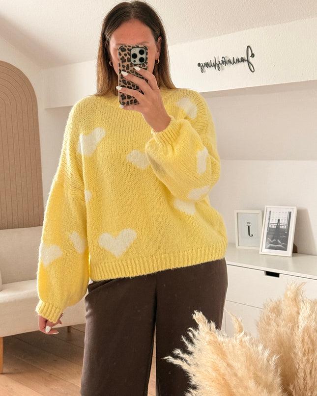 Herzenpullover gelb