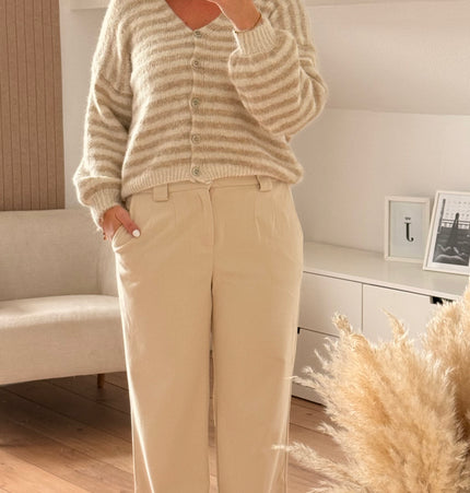 Strickjacke V-Ausschnitt gestreift