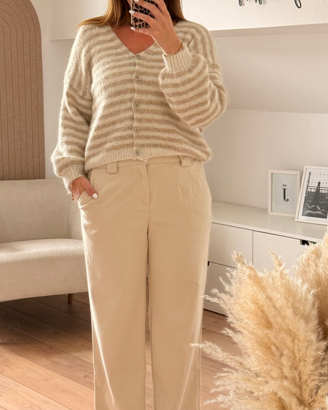 Strickjacke V-Ausschnitt gestreift