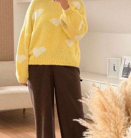 Herzenpullover gelb