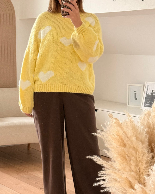 Herzenpullover gelb