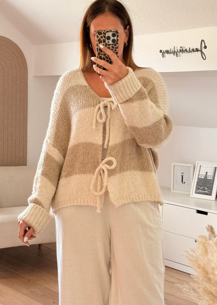 Gestreifter Cardigan mit Schleife