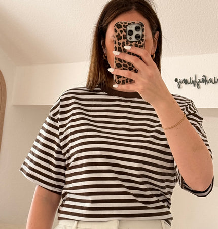 Oversize Tshirt gestreift braun