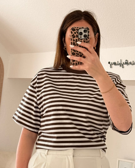 Oversize Tshirt gestreift braun