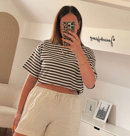 Oversize Tshirt gestreift braun