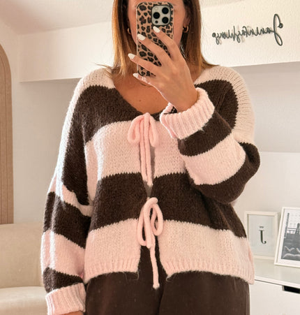 Cardigan mit Schleifen rosa
