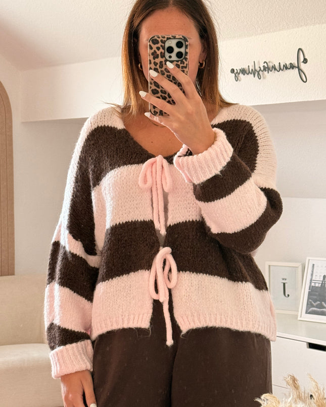 Cardigan mit Schleifen rosa