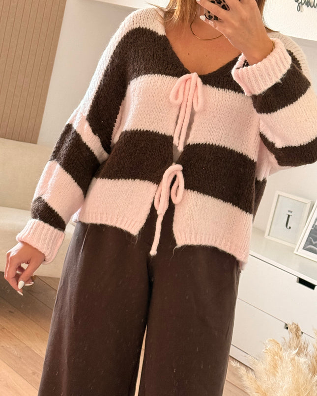 Cardigan mit Schleifen rosa