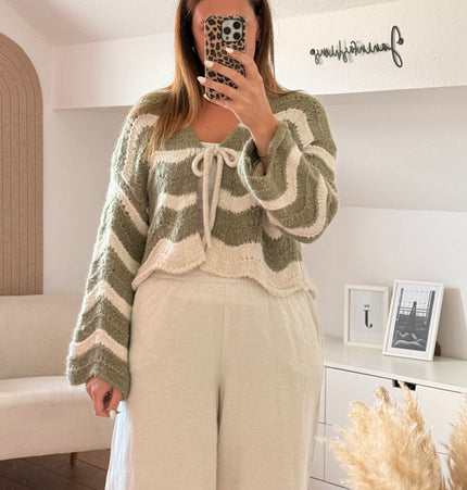 Gestreifter Schleifen Cardigan