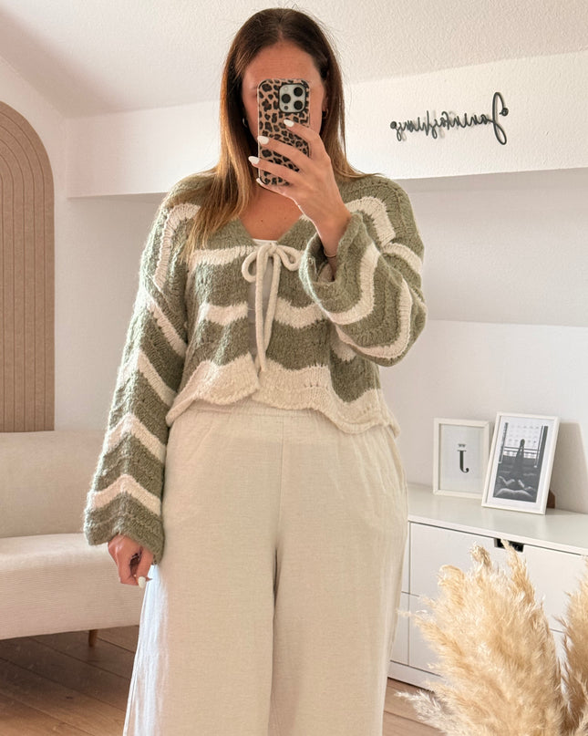 Gestreifter Schleifen Cardigan