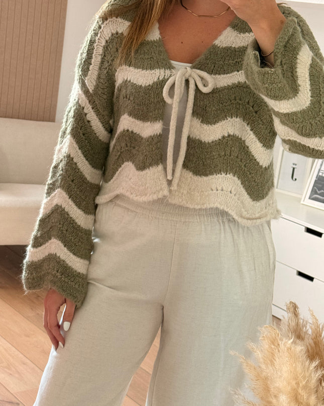 Gestreifter Schleifen Cardigan