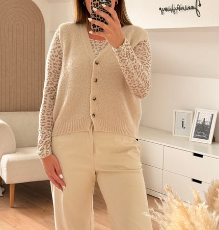 Weste Cardigan zum Knöpfen beige