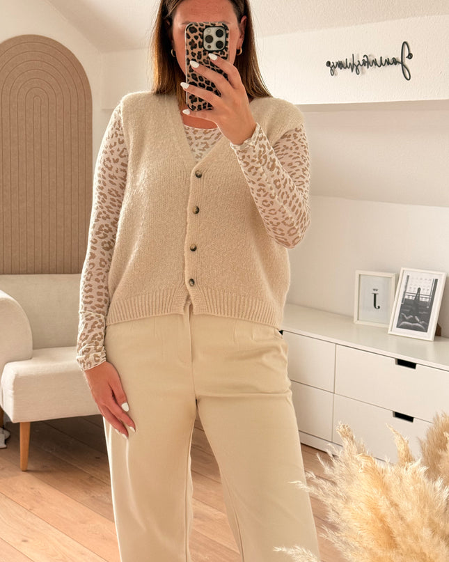 Weste Cardigan zum Knöpfen beige