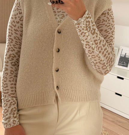 Weste Cardigan zum Knöpfen beige