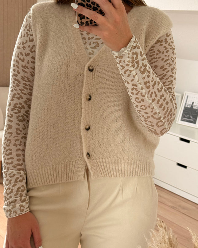 Weste Cardigan zum Knöpfen beige