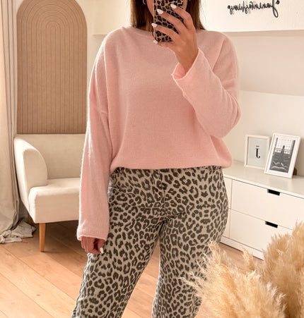 Weicher Pullover ,,Baby Alpaca“ Umschlagarm rosa