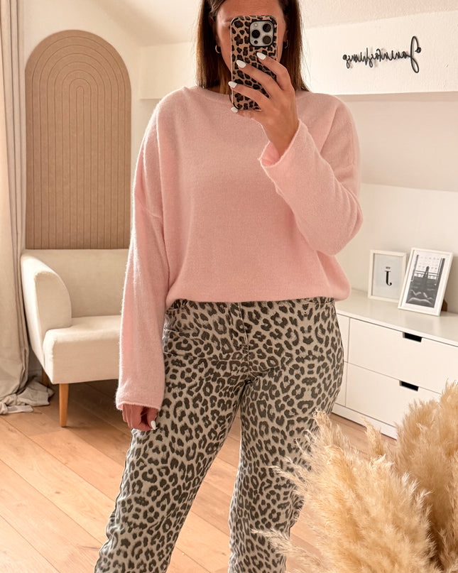 Weicher Pullover ,,Baby Alpaca“ Umschlagarm rosa