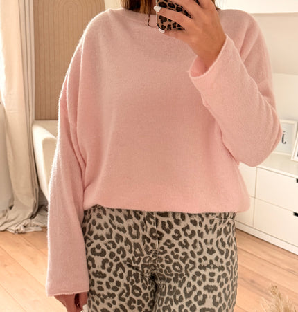 Weicher Pullover ,,Baby Alpaca“ Umschlagarm rosa