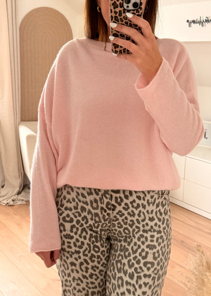 Weicher Pullover ,,Baby Alpaca“ Umschlagarm rosa