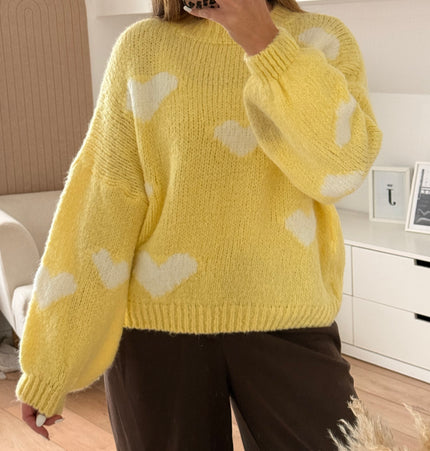 Herzenpullover gelb