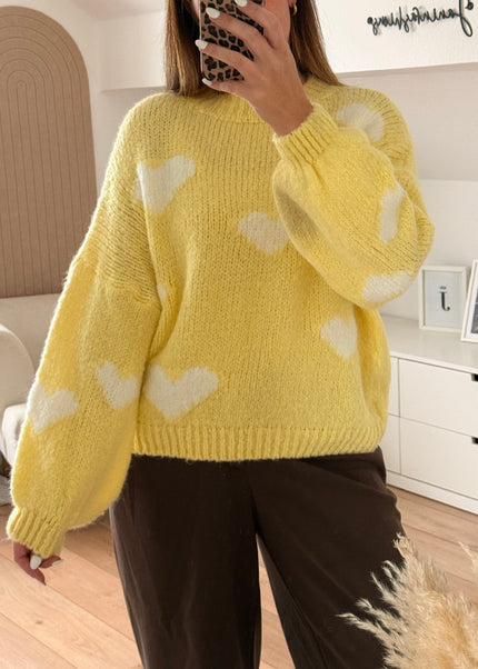 Herzenpullover gelb