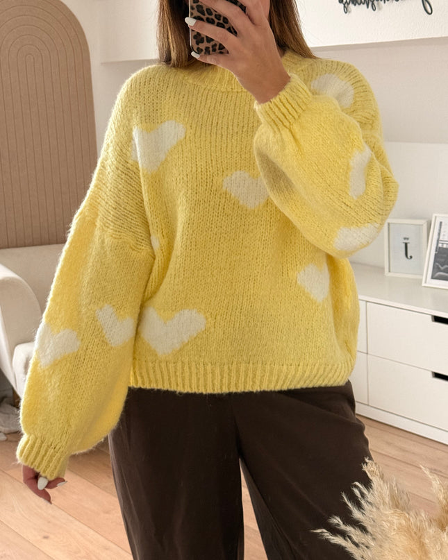 Herzenpullover gelb