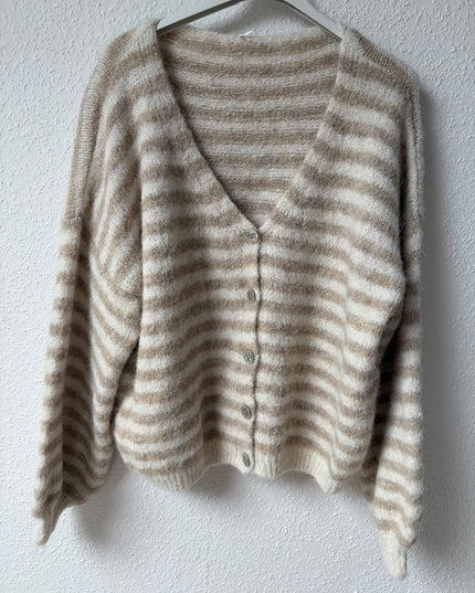 Strickjacke V-Ausschnitt gestreift