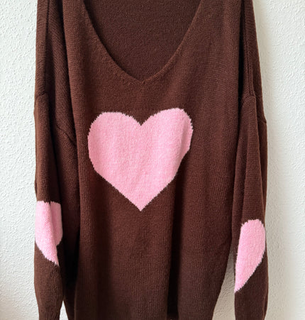 Herzpullover braun