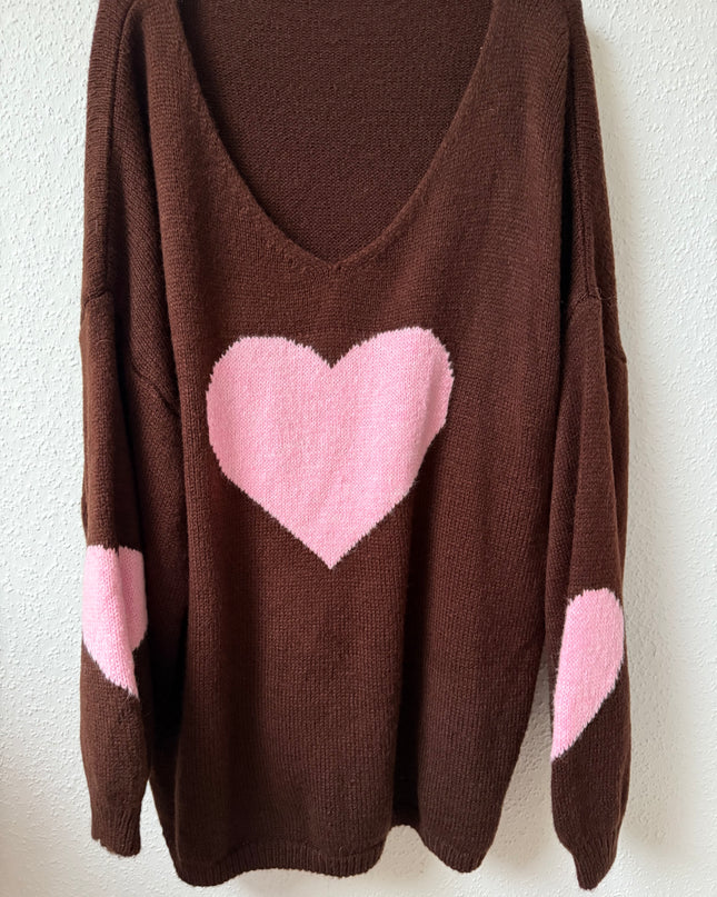 Herzpullover braun