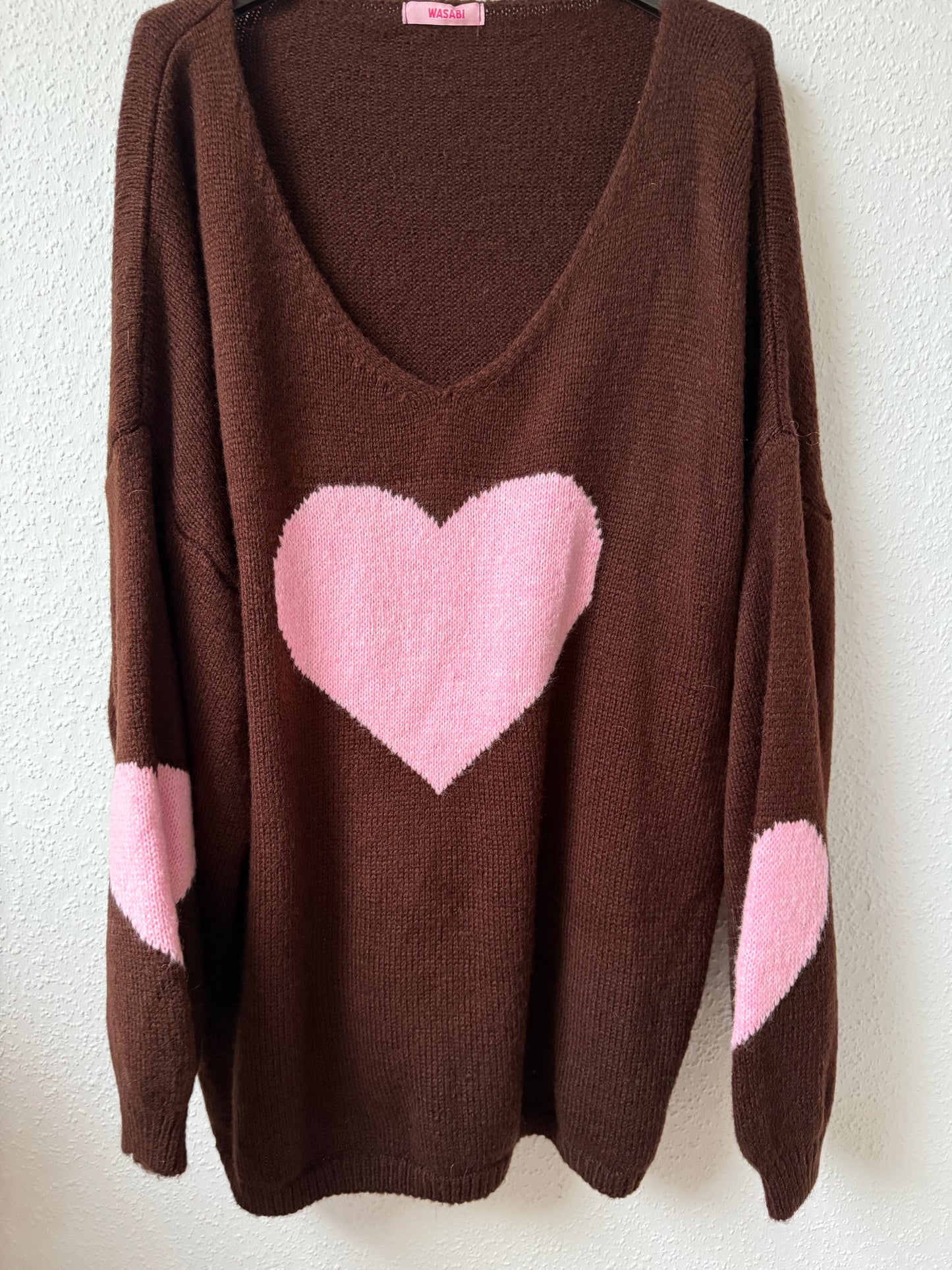 Herzpullover braun