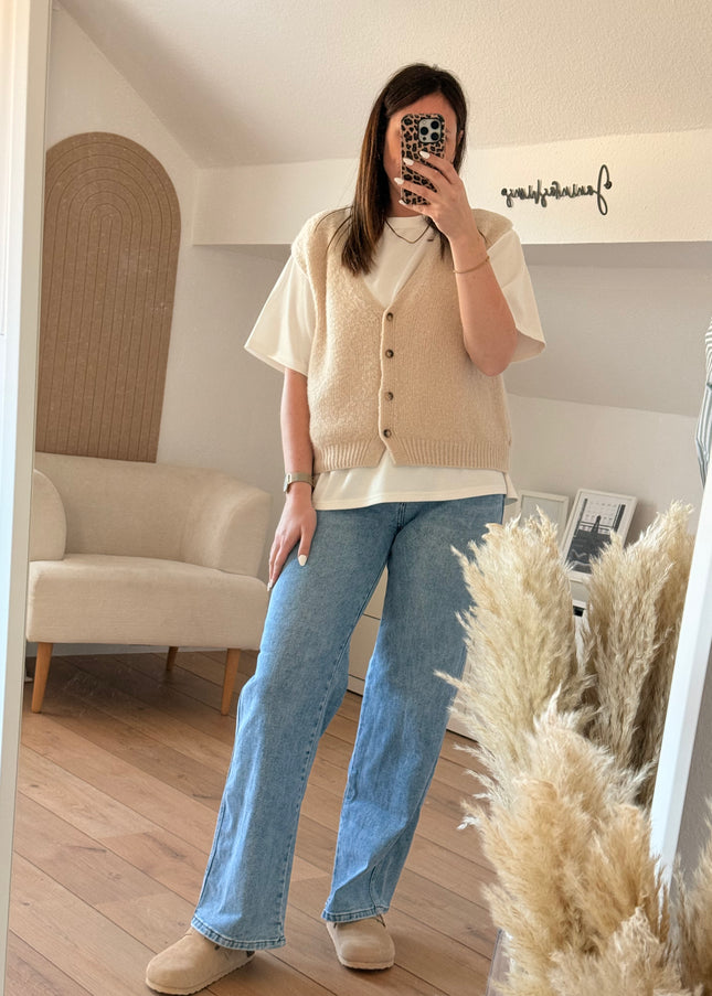 Weste Cardigan zum Knöpfen beige