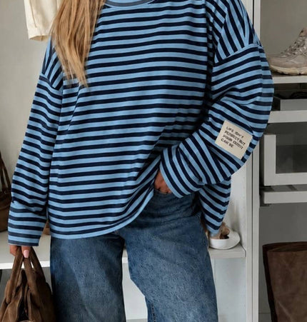 Oversize-Pullover mit Streifen & Patch:
