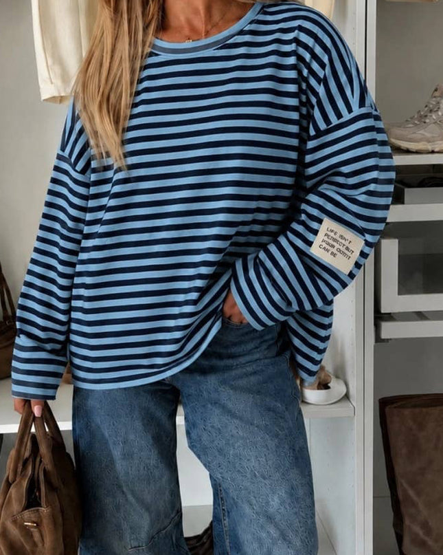 Oversize-Pullover mit Streifen & Patch: