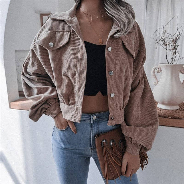 Lässige Kurzjacke mit Laternenärmeln aus Kord