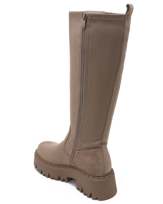 Damen Stretch-Stiefel Wildleder-Effekt  Taupe