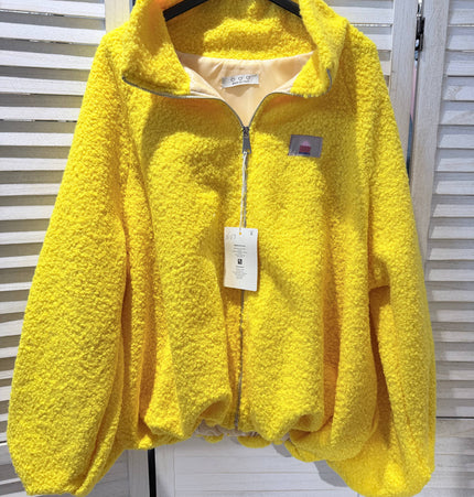 Texturierte Jacke mit Reißverschluss: Gelb / SIE