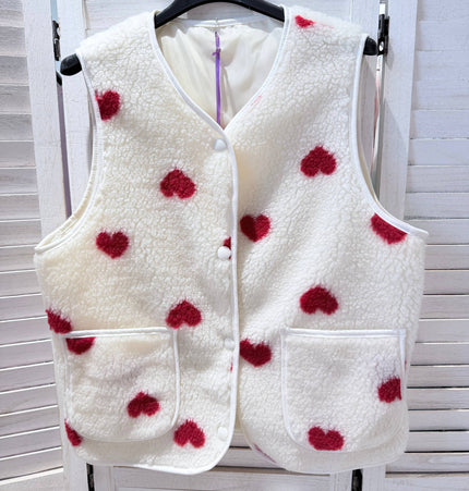 Cardigan mit verspieltem Herzmuster: Blanc / TU